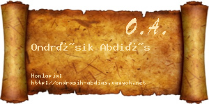 Ondrásik Abdiás névjegykártya